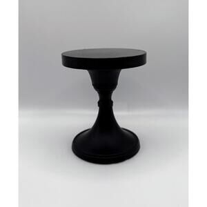 1:6 Scale Mini Handmade Pedestal Side Table Round Top Black Wood